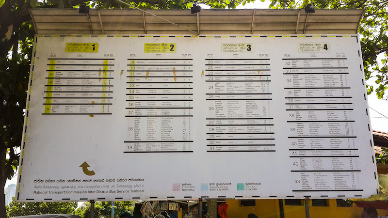 Расписание автобусов из Коломбо