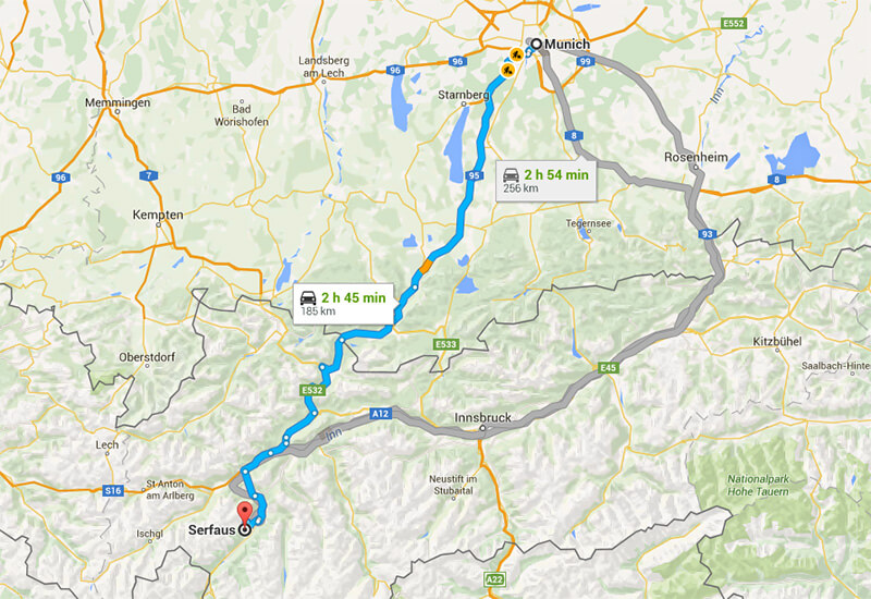 Transfer from Munich to Serfaus by car